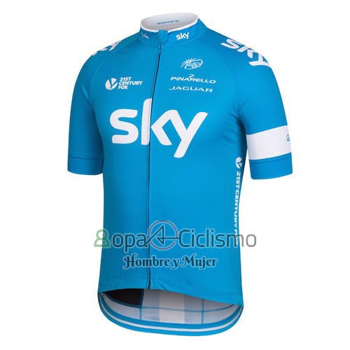 Sky Ropa Ciclismo Culotte Corto 2016 Mangas Cortas Azul y Blanco